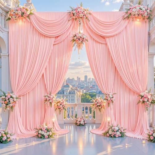 10x10ft Blush Pink Backdrop Curtains, Wrinkle Free Fabric Drapes for Backdrop, Blush Pink Photo Backdrop Drapes, alternate