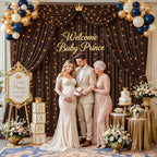 10x10ft Brown Backdrop Curtains with Lights String for Parties, 2 Panels in 5'(W) x 10'(H), 2 panels in Brown, alternate view
