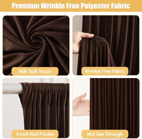 10x10ft Brown Backdrop Curtains with Lights String for Parties, 2 Panels in 5'(W) x 10'(H), 2 panels in Brown, alternate view