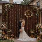 10x10ft Brown Backdrop Curtains with Lights String for Parties, 2 Panels in 5'(W) x 10'(H), 2 panels in Brown, alternate view