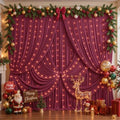 10x10ft Burgundy Backdrop Curtains with Lights String for Parties, 2 Panels in 5'(W) x 10'(H), 2 panels in