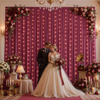 10x10ft Burgundy Backdrop Curtains with Lights String for Parties, 2 Panels in 5'(W) x 10'(H), 2 panels in, alternate view 2