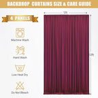 10x10ft Burgundy Backdrop Curtains with Lights String for Parties, 2 Panels in 5'(W) x 10'(H), 2 panels in, alternate view 5