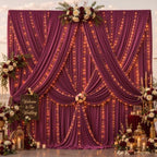 10x10ft Burgundy Backdrop Curtains with Lights String for Parties, 2 Panels in 5'(W) x 10'(H), 2 panels in, alternate view 6