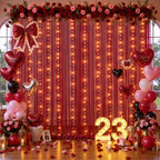10x10ft Burgundy Tulle Backdrop Curtain with Lights String for Parites, Sheer Backdrop Curtains for Wedding Baby, alternate