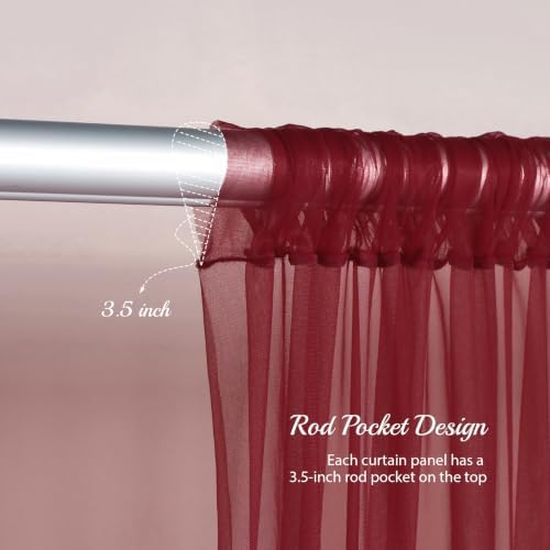 10x10ft Burgundy Tulle Backdrop Curtain with Lights String for Parites, Sheer Backdrop Curtains for Wedding Baby, alternate