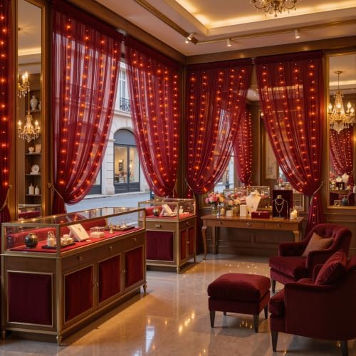 10x10ft Burgundy Tulle Backdrop Curtain with Lights String for Parites, Sheer Backdrop Curtains for Wedding Baby, alternate