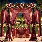 10x10FT Burgundy Wrinkle Free Backdrop Curtains with Lights String for Parties - Photo Curtain Backdrop with, alternate view