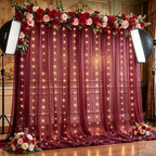 10x10FT Burgundy Wrinkle Free Backdrop Curtains with Lights String for Parties - Photo Curtain Backdrop with, alternate view