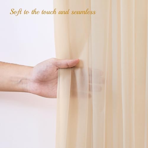 10x10ft Champagne Backdrop Curtain with Lights String for Parties, Sheer Tulle Curtains for Wedding Backdrop, alternate view