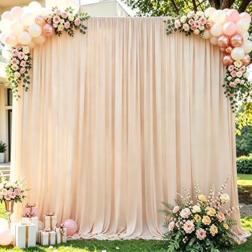 10x10ft Champagne Backdrop Curtains for Wedding Parties Wrinkle Free Photo Backdrop Drapes for Photography