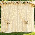 10x10ft Champagne Backdrop Curtains with Lights String for Parties,2 Panels in 5'(W) x 10'(H), 2 panels in