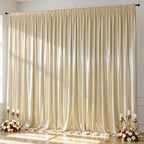 10x10ft Champagne Beige Glitter Backdrop Curtain for Parties, Wrinkle Free Satin Photo Backdrop Drapes 2 Panels