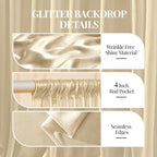 10x10ft Champagne Beige Glitter Backdrop Curtain for Parties, Wrinkle Free Satin Photo Backdrop Drapes 2 Panels, alternate