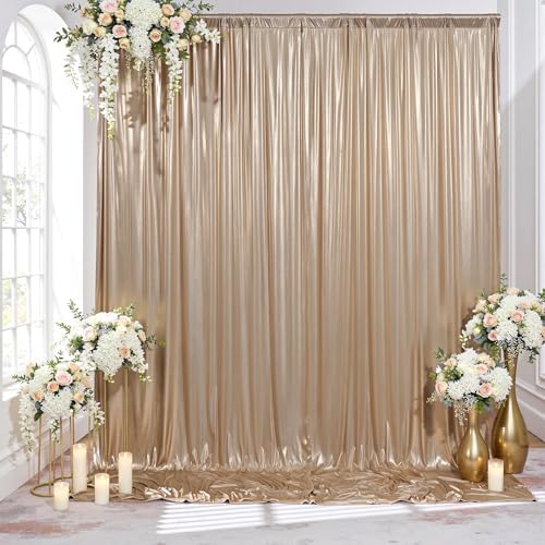 10x10FT Champagne Sequin Backdrop Curtains Wrinkle Free Drapes for Wedding in 10x10FT