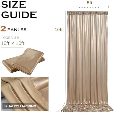 10x10FT Champagne Sequin Backdrop Curtains Wrinkle Free Drapes for Wedding in 10x10FT, alternate view 6