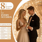 10x10ft Champagne Tulle Backdrop Curtain with String Lights, Wrinkle-Free Sheer Wedding Backdrop for Birthday, alternate view