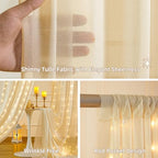 10x10FT Champagne Wrinkle Free Backdrop Curtains with Lights String for Parties - Photo Curtain Backdrop with, alternate view