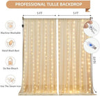 10x10FT Champagne Wrinkle Free Backdrop Curtains with Lights String for Parties - Photo Curtain Backdrop with, alternate view