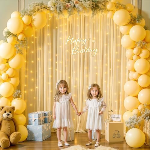 10x10FT Champagne Wrinkle Free Backdrop Curtains with Lights String for Parties - Photo Curtain Backdrop with, alternate view