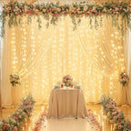 10x10FT Champagne Wrinkle Free Backdrop Curtains with Lights String for Parties - Photo Curtain Backdrop with, alternate view