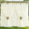 10x10ft Cream White Backdrop Curtains with Lights String for Parties in 5'(W) x 10'(H), 2 panels in Cream White
