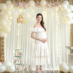 10x10ft Cream White Backdrop Curtains with Lights String for Parties in 5'(W) x 10'(H), 2 panels in Cream White, alternate