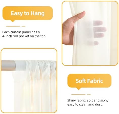10x10ft Cream White Tulle Backdrop Curtains with Lights String for Parties, Wrinkle Free Sheer Curtain Wedding, alternate