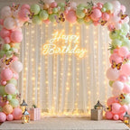 10x10ft Cream White Tulle Backdrop Curtains with Lights String for Parties, Wrinkle Free Sheer Curtain Wedding, alternate
