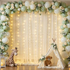 10x10ft Cream White Tulle Backdrop Curtains with Lights String for Parties, Wrinkle Free Sheer Curtain Wedding, alternate