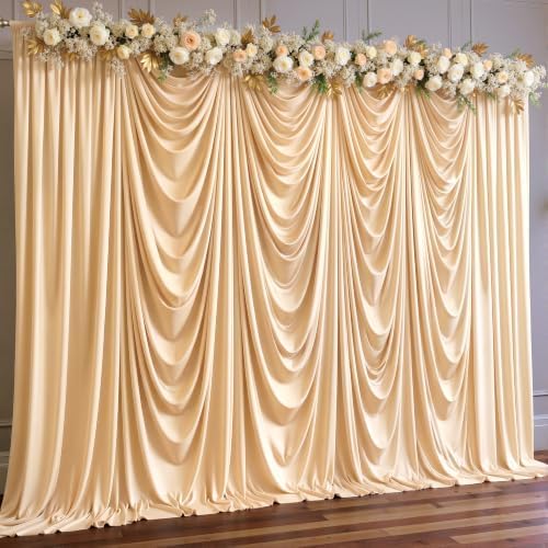 10x10ft Dark Champagne Backdrop Curtain Wrinkle Free Photo Backdrop Drapes for Wedding Party Birthday Baby