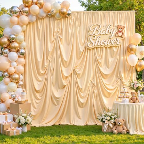10x10ft Dark Champagne Backdrop Curtain Wrinkle Free Photo Backdrop Drapes for Wedding Party Birthday Baby, alternate view 2