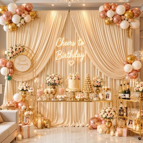 10x10ft Dark Champagne Backdrop Curtain Wrinkle Free Photo Backdrop Drapes for Wedding Party Birthday Baby, alternate view 4