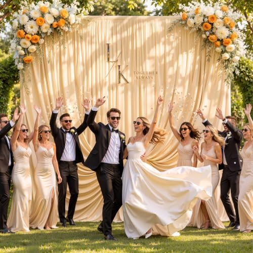 10x10ft Dark Champagne Backdrop Curtain Wrinkle Free Photo Backdrop Drapes for Wedding Party Birthday Baby, alternate view 5