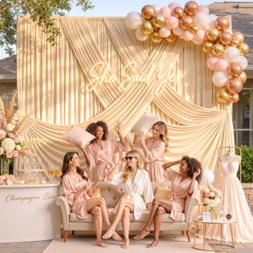 10x10ft Dark Champagne Backdrop Curtain Wrinkle Free Photo Backdrop Drapes for Wedding Party Birthday Baby, alternate view 6