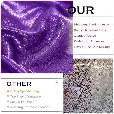 10x10FT Dark Purple Sequin Backdrop Curtains for Hallowen Party in 10x10FT, alternate view 4