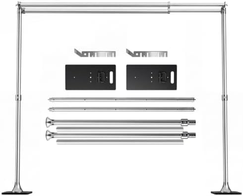 10x10ft Double Backdrop Stand, Heavy Duty Pipe and Drape, Adjustable Double Rod Back Drop Stand with Handle