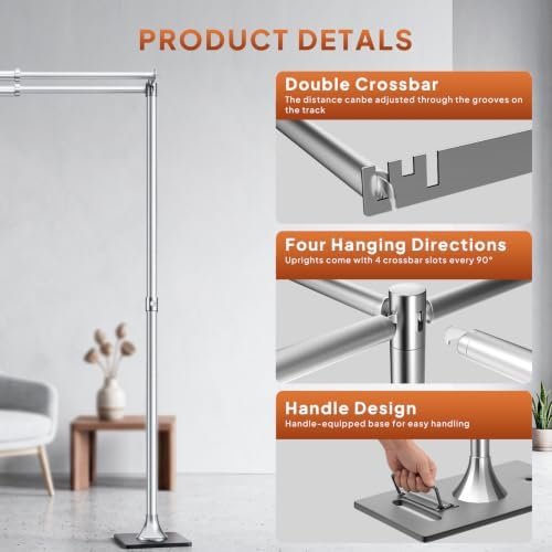 10x10ft Double Backdrop Stand, Heavy Duty Pipe and Drape, Adjustable Double Rod Back Drop Stand with Handle, alternate view 2