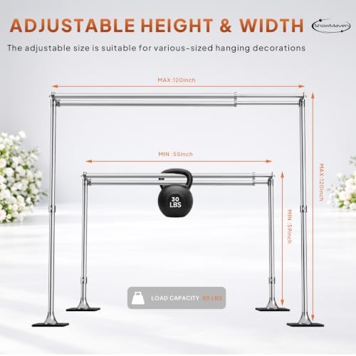 10x10ft Double Backdrop Stand, Heavy Duty Pipe and Drape, Adjustable Double Rod Back Drop Stand with Handle, alternate view 3