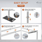 10x10ft Double Backdrop Stand, Heavy Duty Pipe and Drape, Adjustable Double Rod Back Drop Stand with Handle, alternate view 5