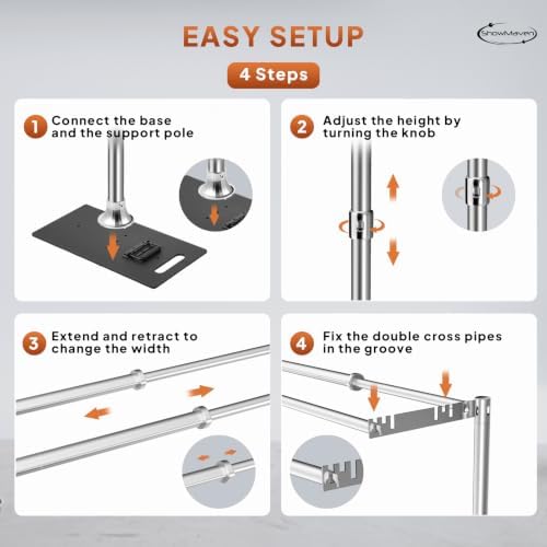 10x10ft Double Backdrop Stand, Heavy Duty Pipe and Drape, Adjustable Double Rod Back Drop Stand with Handle, alternate view 5