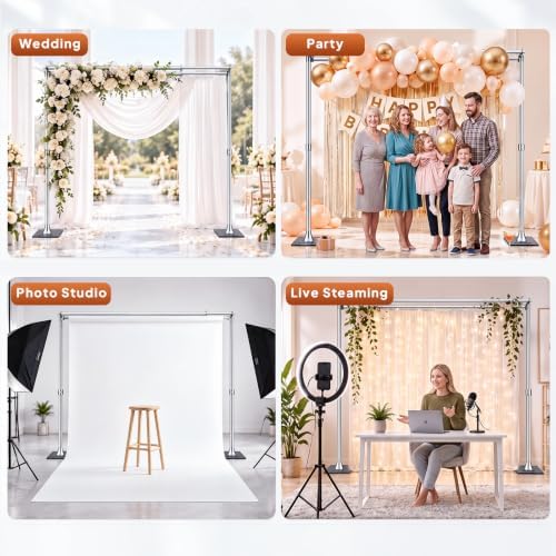 10x10ft Double Backdrop Stand, Heavy Duty Pipe and Drape, Adjustable Double Rod Back Drop Stand with Handle, alternate view 6