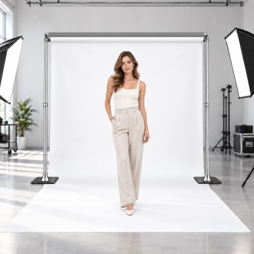 10x10ft Double Backdrop Stand, Heavy Duty Pipe and Drape, Adjustable Double Rod Back Drop Stand with Handle, alternate view 7