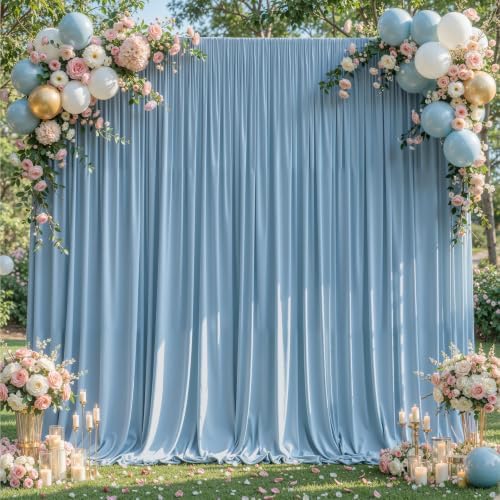 10x10ft Dusty Blue Backdrop Curtains for Wedding Parties Wrinkle Free Blue Curtains Photo Backdrop Drapes for