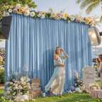 10x10ft Dusty Blue Backdrop Curtains for Wedding Parties Wrinkle Free Blue Curtains Photo Backdrop Drapes for, alternate view