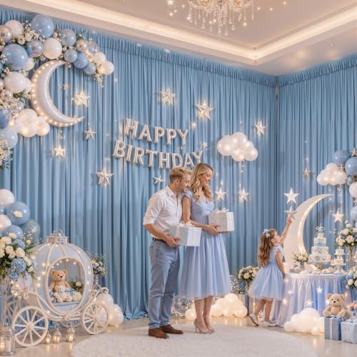 10x10ft Dusty Blue Backdrop Curtains for Wedding Parties Wrinkle Free Blue Curtains Photo Backdrop Drapes for, alternate view