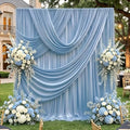 10x10FT Dusty Blue Sequin Backdrop Curtains Wrinkle Free Drapes for Wedding in 10x10FT