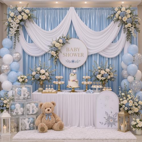 10x10FT Dusty Blue Sequin Backdrop Curtains Wrinkle Free Drapes for Wedding in 10x10FT, alternate view 2