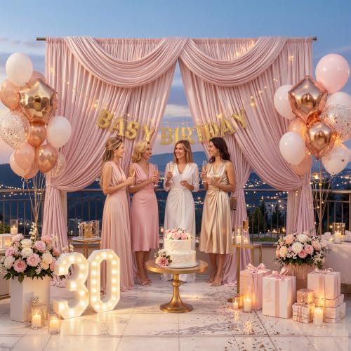 10x10ft Dusty Pink Backdrop Curtains for Parties, 2 Panels 5x10ft Wrinkle-Free Polyester Background Curtains for, alternate