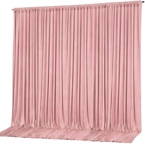 10x10ft Dusty Rose Backdrop Curtain Panels for Parties - Wrinkle Free Polyester Photo Curtain Backdrop Wedding